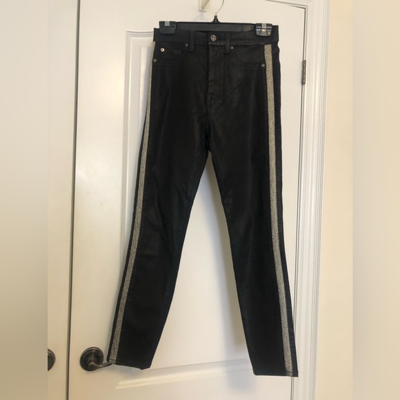 DEAL! Black coated gorgeous designer high rise jeans with cool side seam, 27 - Picture 1 of 8